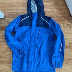 Llbean Kids' Trail Model Rain Jacket, Sapphire Blue Unlined Size M10-12.